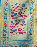 Teal Blue Silk Woven Paithani Saree