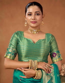 Teal Green Silk Woven Paithani Saree