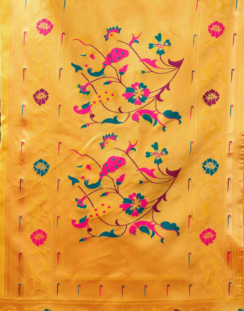 Yellow Silk Woven Paithani Saree