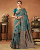 Rama Blue Silk Woven Saree