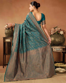 Rama Blue Silk Woven Saree