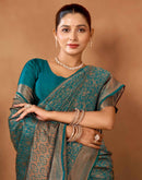 Rama Blue Silk Woven Saree