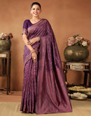 Wine Silk Woven Saree