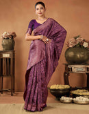 Wine Silk Woven Saree