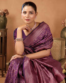 Wine Silk Woven Saree
