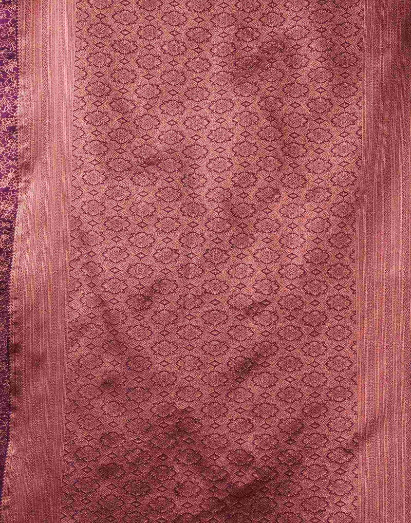 Wine Silk Woven Saree