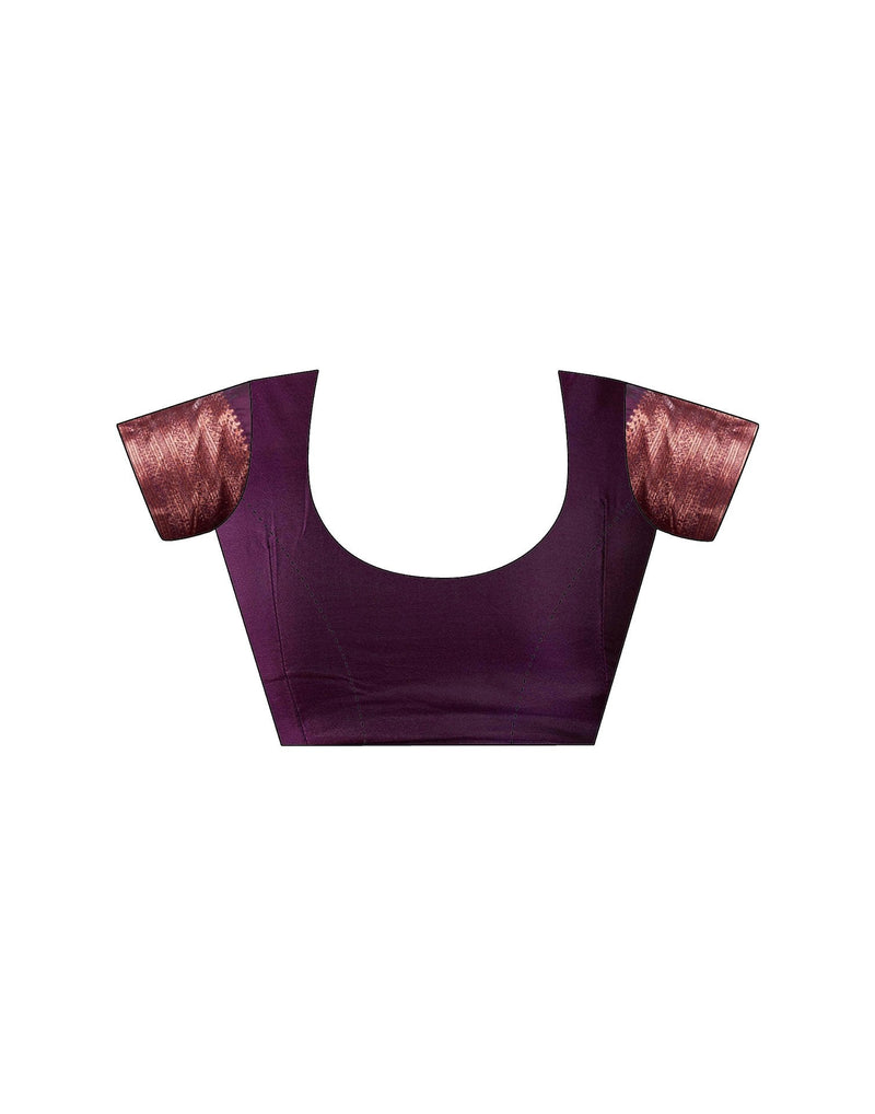 Wine Silk Woven Saree