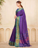 Dark Purple Silk Woven Kanjivaram Saree