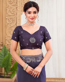 Plum Purple Silk Sequence Embroidery Saree