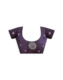 Plum Purple Silk Sequence Embroidery Saree