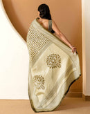 Khaki Khadi Printed Saree