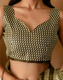 Khaki Khadi Printed Saree