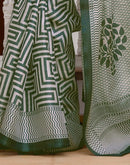 Dark Green Khadi Printed Saree