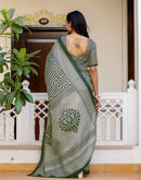 Dark Green Khadi Printed Saree