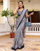 Grey Khadi Printed Saree
