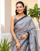 Grey Khadi Printed Saree