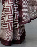Coffee Brown Khadi Printed Saree