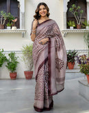 Coffee Brown Khadi Printed Saree