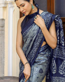 Grey Khadi Printed Saree