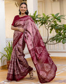 Dusty Rose Pink Khadi Printed Saree
