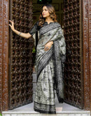 Grey Khadi Printed Saree