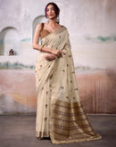 Tina Datta Beige Cotton Woven Zari Saree