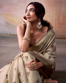 Tina Datta Beige Cotton Woven Zari Saree