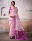 Purple Cotton Woven Saree