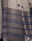 Off-White Cotton Woven Saree