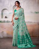 Sea Green Cotton Woven Saree