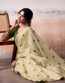Light Green Cotton Woven Saree