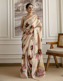 Dark Beige Khadi Printed Saree