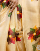 Cream Khadi Printed Saree