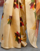 Cream Khadi Printed Saree