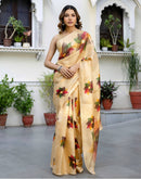Cream Khadi Printed Saree