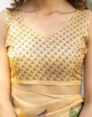 Cream Khadi Printed Saree