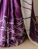 Dark Purple Khadi Printed Saree