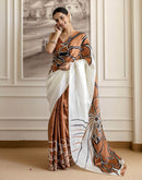 Brown Khadi Printed Saree