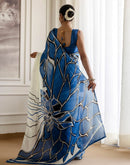 Blue Khadi Printed Saree