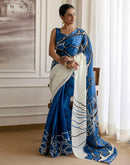 Blue Khadi Printed Saree