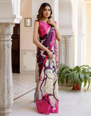 Dark Purple Khadi Printed Saree