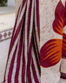 Cream Khadi Printed Saree