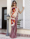Cream Khadi Printed Saree