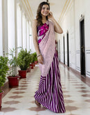 Light Purple Khadi Printed Saree