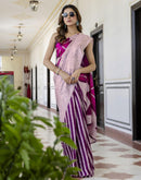Light Purple Khadi Printed Saree