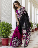 Magenta Khadi Printed Saree