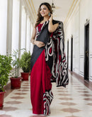 Red Khadi Printed Saree