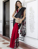 Red Khadi Printed Saree
