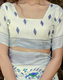 Off White Khadi Printed Saree