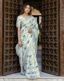 Off White Khadi Printed Saree